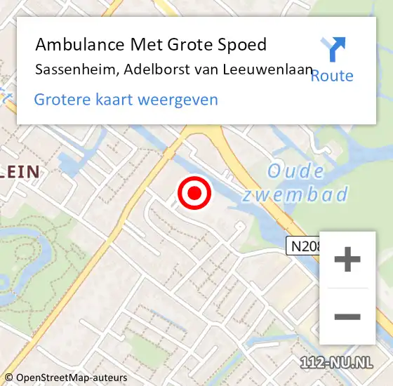 Locatie op kaart van de 112 melding: Ambulance Met Grote Spoed Naar Sassenheim, Adelborst van Leeuwenlaan op 9 maart 2023 18:40