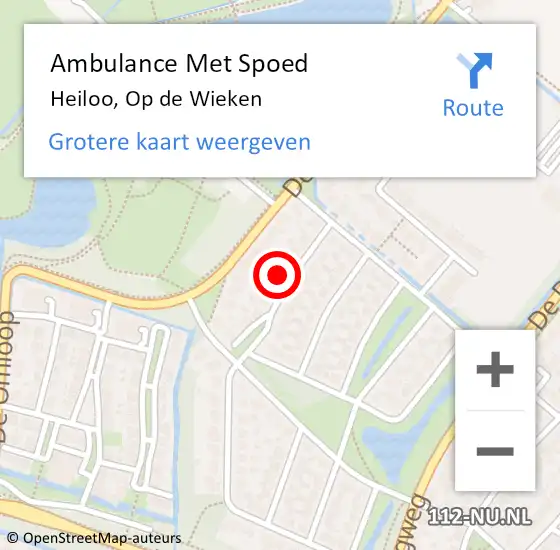 Locatie op kaart van de 112 melding: Ambulance Met Spoed Naar Heiloo, Op de Wieken op 9 maart 2023 19:08