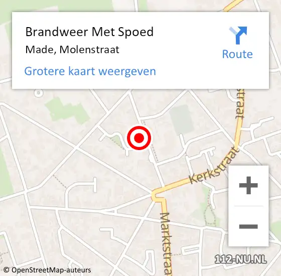 Locatie op kaart van de 112 melding: Brandweer Met Spoed Naar Made, Molenstraat op 9 maart 2023 19:35