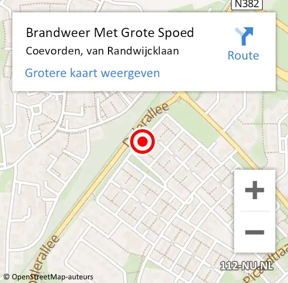 Locatie op kaart van de 112 melding: Brandweer Met Grote Spoed Naar Coevorden, van Randwijcklaan op 9 maart 2023 19:47