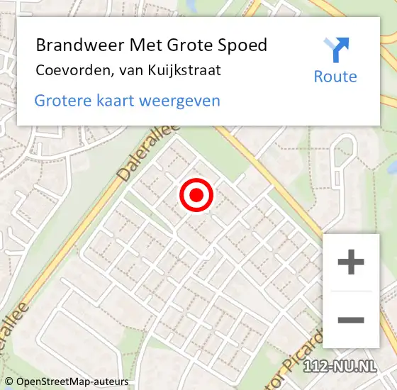 Locatie op kaart van de 112 melding: Brandweer Met Grote Spoed Naar Coevorden, van Kuijkstraat op 9 maart 2023 19:50
