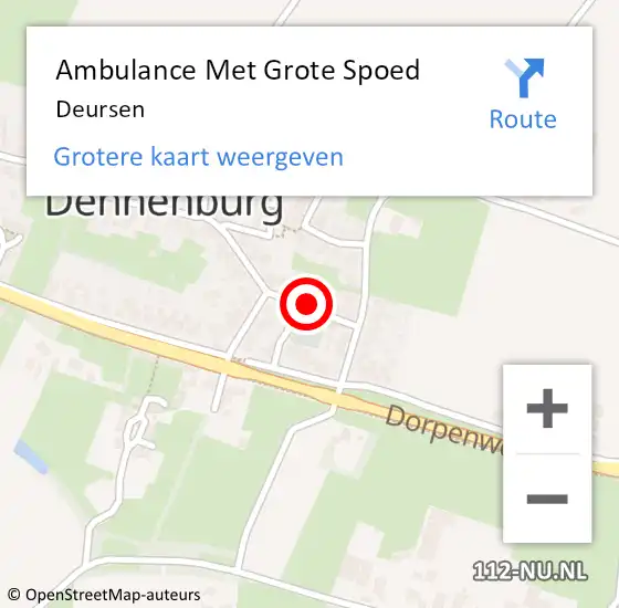 Locatie op kaart van de 112 melding: Ambulance Met Grote Spoed Naar Deursen op 9 maart 2023 19:53