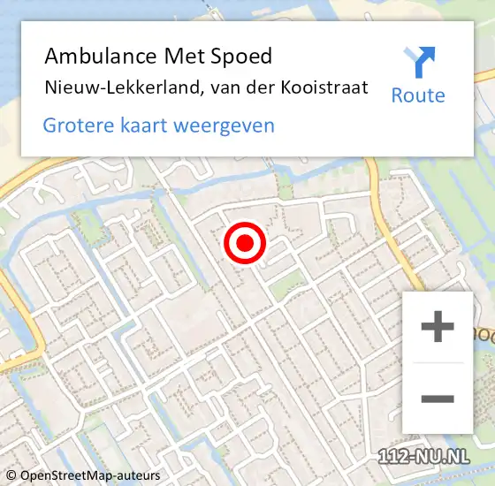 Locatie op kaart van de 112 melding: Ambulance Met Spoed Naar Nieuw-Lekkerland, van der Kooistraat op 9 maart 2023 19:56