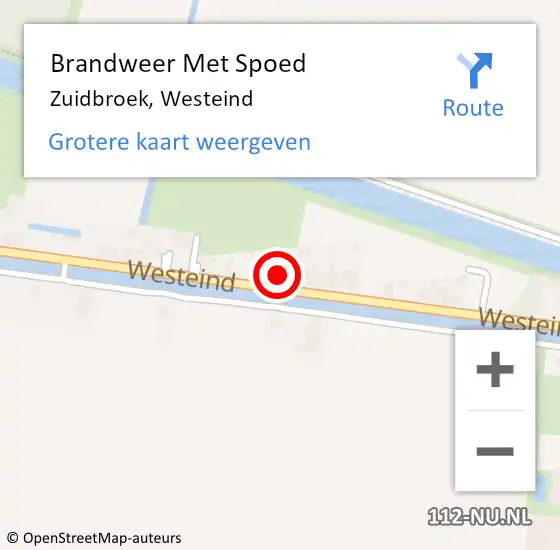 Locatie op kaart van de 112 melding: Brandweer Met Spoed Naar Zuidbroek, Westeind op 9 maart 2023 20:00