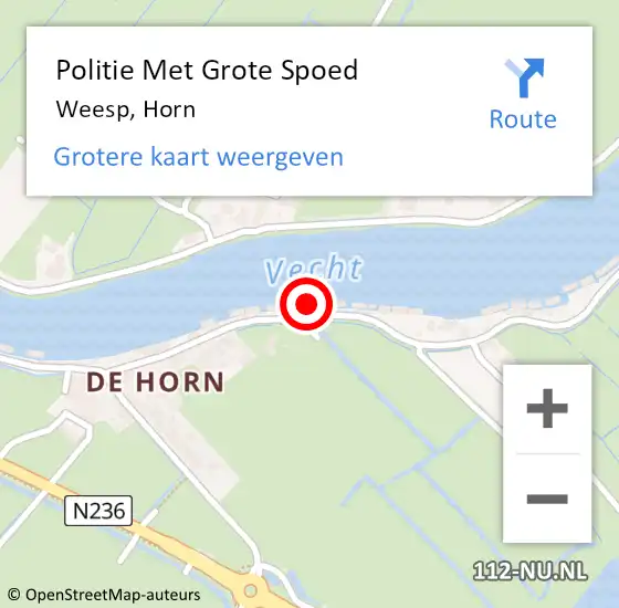 Locatie op kaart van de 112 melding: Politie Met Grote Spoed Naar Weesp, Horn op 9 maart 2023 20:12