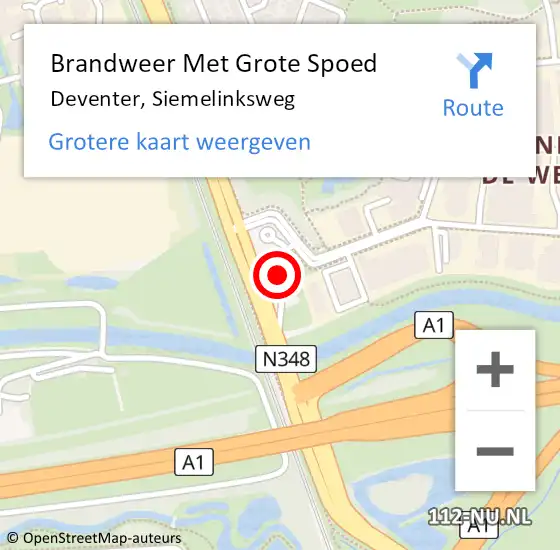 Locatie op kaart van de 112 melding: Brandweer Met Grote Spoed Naar Deventer, Siemelinksweg op 9 maart 2023 20:13