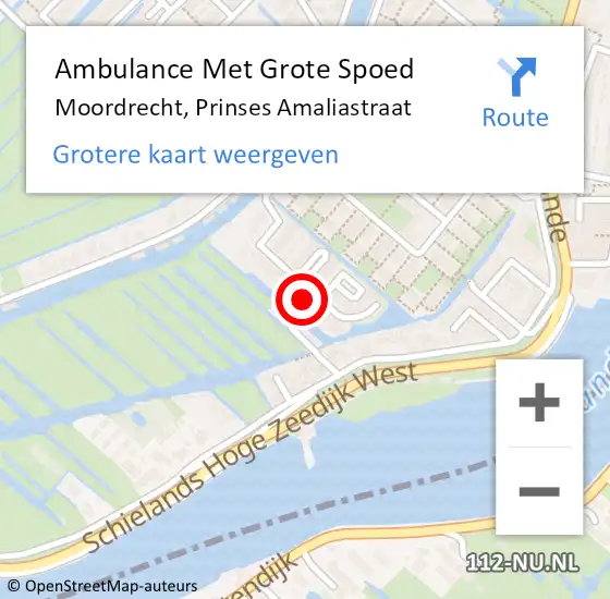 Locatie op kaart van de 112 melding: Ambulance Met Grote Spoed Naar Moordrecht, Prinses Amaliastraat op 9 maart 2023 21:00