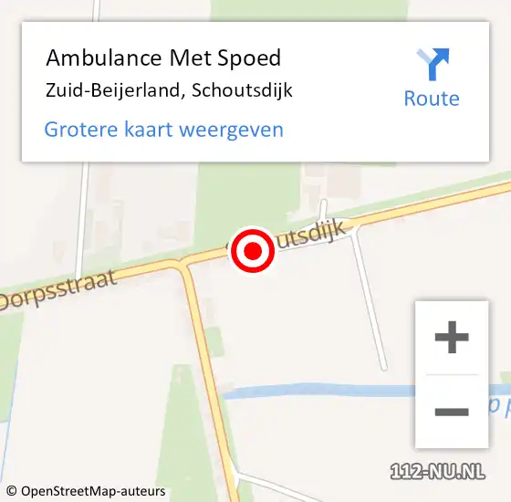 Locatie op kaart van de 112 melding: Ambulance Met Spoed Naar Zuid-Beijerland, Schoutsdijk op 9 maart 2023 21:01