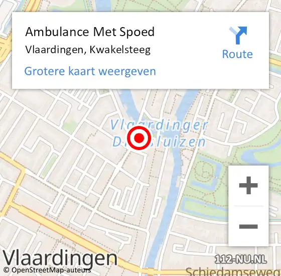 Locatie op kaart van de 112 melding: Ambulance Met Spoed Naar Vlaardingen, Kwakelsteeg op 9 maart 2023 21:08