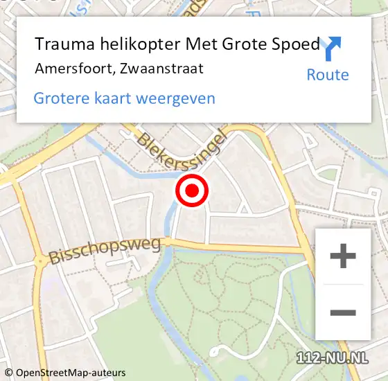 Locatie op kaart van de 112 melding: Trauma helikopter Met Grote Spoed Naar Amersfoort, Zwaanstraat op 9 maart 2023 21:31