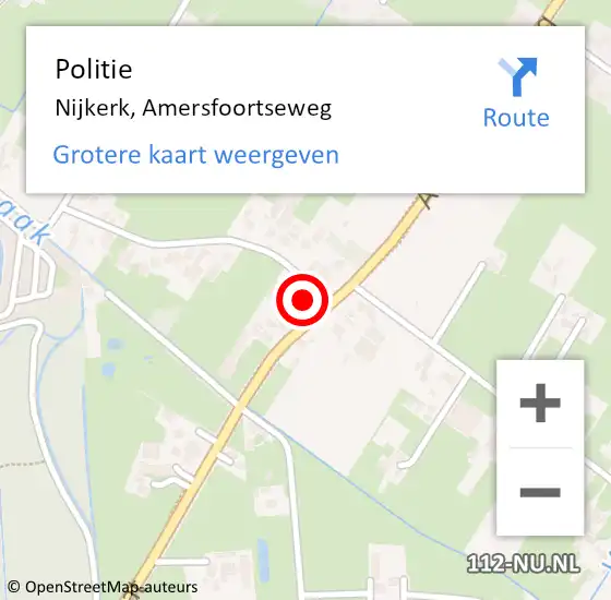 Locatie op kaart van de 112 melding: Politie Nijkerk, Amersfoortseweg op 9 maart 2023 21:37