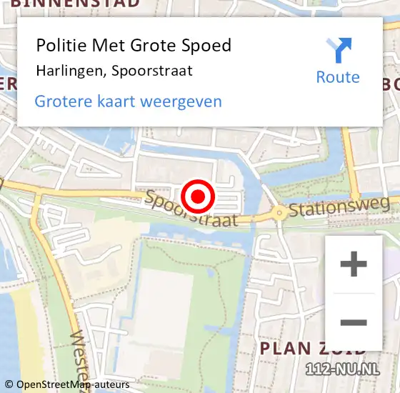 Locatie op kaart van de 112 melding: Politie Met Grote Spoed Naar Harlingen, Spoorstraat op 9 maart 2023 21:37