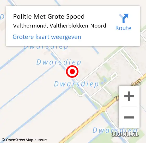 Locatie op kaart van de 112 melding: Politie Met Grote Spoed Naar Valthermond, Valtherblokken-Noord op 9 maart 2023 22:16