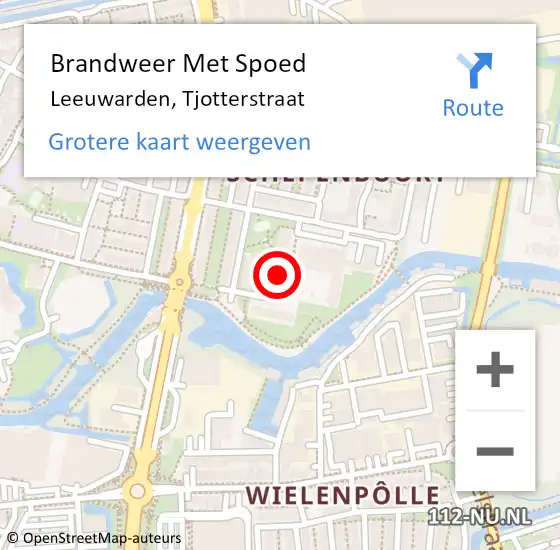 Locatie op kaart van de 112 melding: Brandweer Met Spoed Naar Leeuwarden, Tjotterstraat op 9 maart 2023 22:28