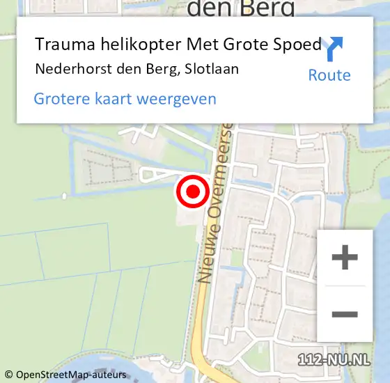 Locatie op kaart van de 112 melding: Trauma helikopter Met Grote Spoed Naar Nederhorst den Berg, Slotlaan op 9 maart 2023 22:29