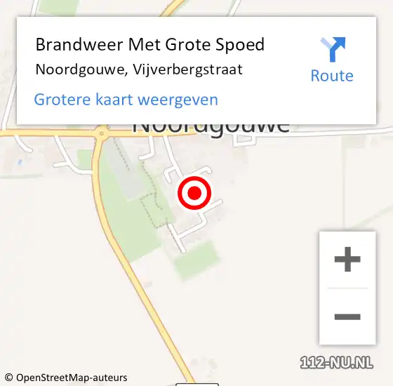 Locatie op kaart van de 112 melding: Brandweer Met Grote Spoed Naar Noordgouwe, Vijverbergstraat op 9 maart 2023 22:35