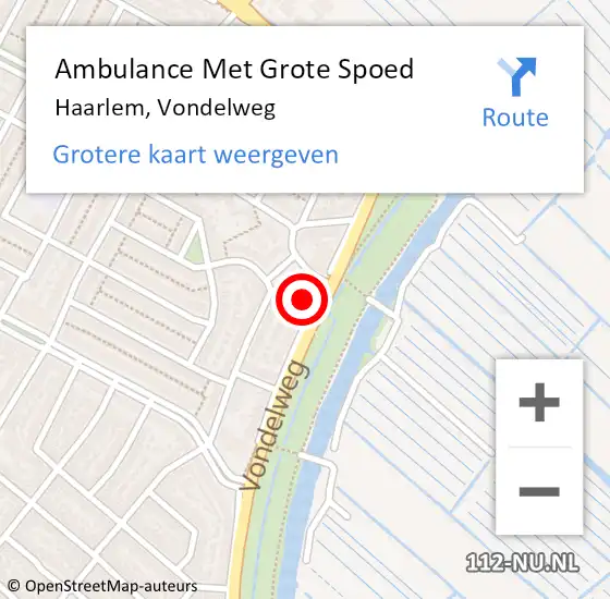 Locatie op kaart van de 112 melding: Ambulance Met Grote Spoed Naar Haarlem, Vondelweg op 9 maart 2023 22:38