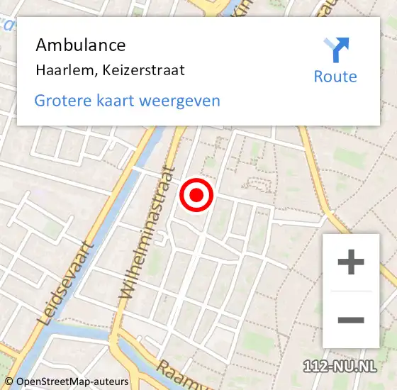 Locatie op kaart van de 112 melding: Ambulance Haarlem, Keizerstraat op 9 maart 2023 22:42