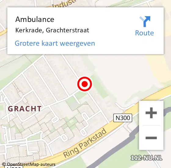 Locatie op kaart van de 112 melding: Ambulance Kerkrade, Grachterstraat op 18 augustus 2014 12:15