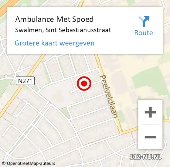 Locatie op kaart van de 112 melding: Ambulance Met Spoed Naar Swalmen, Sint Sebastianusstraat op 9 maart 2023 23:22