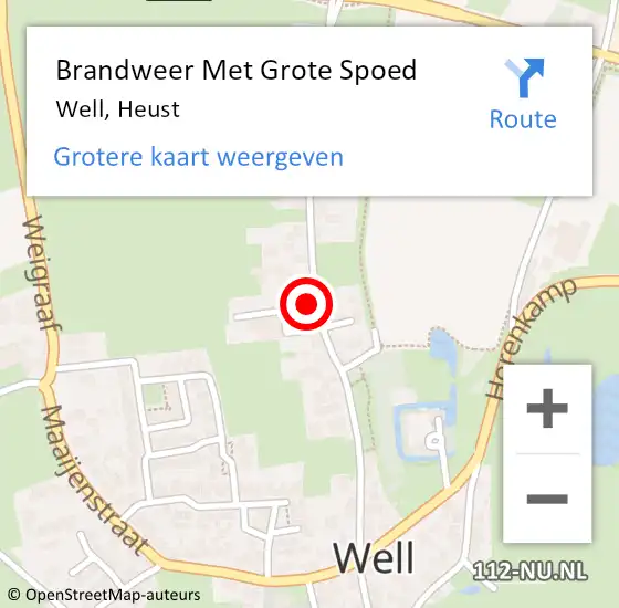 Locatie op kaart van de 112 melding: Brandweer Met Grote Spoed Naar Well, Heust op 10 maart 2023 00:11