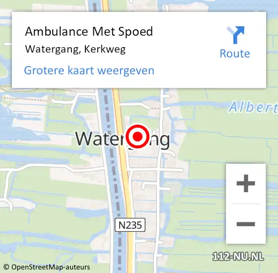 Locatie op kaart van de 112 melding: Ambulance Met Spoed Naar Watergang, Kerkweg op 10 maart 2023 01:33