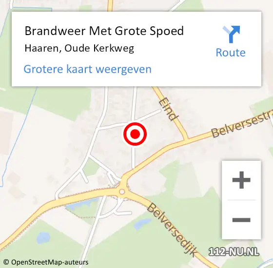 Locatie op kaart van de 112 melding: Brandweer Met Grote Spoed Naar Haaren, Oude Kerkweg op 10 maart 2023 01:50