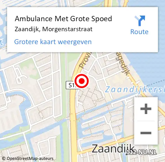 Locatie op kaart van de 112 melding: Ambulance Met Grote Spoed Naar Zaandijk, Morgenstarstraat op 10 maart 2023 02:53