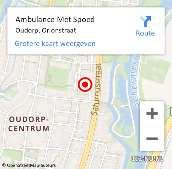 Locatie op kaart van de 112 melding: Ambulance Met Spoed Naar Oudorp, Orionstraat op 10 maart 2023 03:13