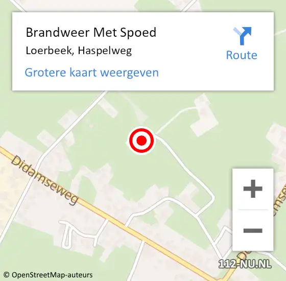Locatie op kaart van de 112 melding: Brandweer Met Spoed Naar Loerbeek, Haspelweg op 10 maart 2023 04:49