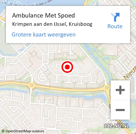 Locatie op kaart van de 112 melding: Ambulance Met Spoed Naar Krimpen aan den IJssel, Kruisboog op 10 maart 2023 05:08