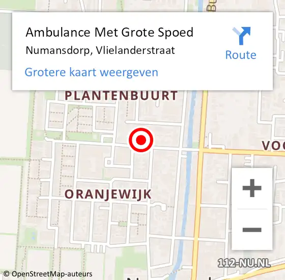 Locatie op kaart van de 112 melding: Ambulance Met Grote Spoed Naar Numansdorp, Vlielanderstraat op 10 maart 2023 06:28