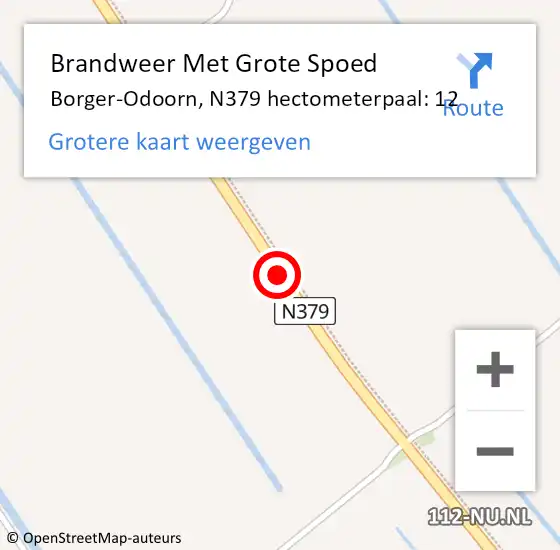 Locatie op kaart van de 112 melding: Brandweer Met Grote Spoed Naar Borger-Odoorn, N379 hectometerpaal: 12 op 10 maart 2023 06:59