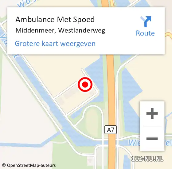 Locatie op kaart van de 112 melding: Ambulance Met Spoed Naar Middenmeer, Westlanderweg op 10 maart 2023 07:30