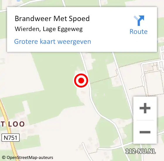 Locatie op kaart van de 112 melding: Brandweer Met Spoed Naar Wierden, Lage Eggeweg op 10 maart 2023 08:01