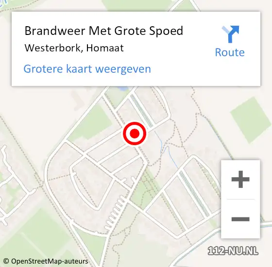 Locatie op kaart van de 112 melding: Brandweer Met Grote Spoed Naar Westerbork, Homaat op 10 maart 2023 08:40