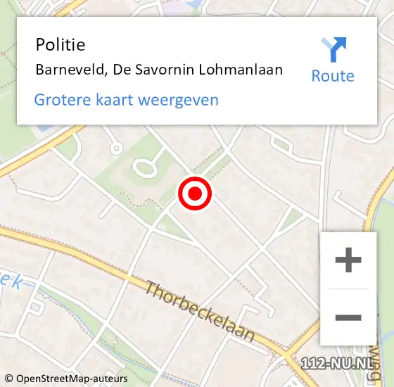 Locatie op kaart van de 112 melding: Politie Barneveld, De Savornin Lohmanlaan op 10 maart 2023 08:56