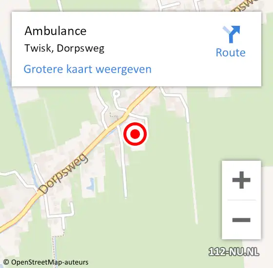 Locatie op kaart van de 112 melding: Ambulance Twisk, Dorpsweg op 10 maart 2023 09:05