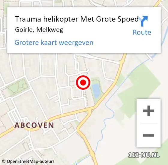 Locatie op kaart van de 112 melding: Trauma helikopter Met Grote Spoed Naar Goirle, Melkweg op 10 maart 2023 09:10