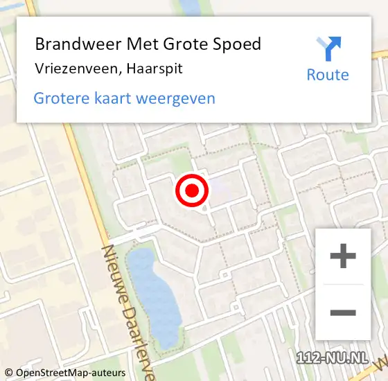 Locatie op kaart van de 112 melding: Brandweer Met Grote Spoed Naar Vriezenveen, Haarspit op 10 maart 2023 09:10