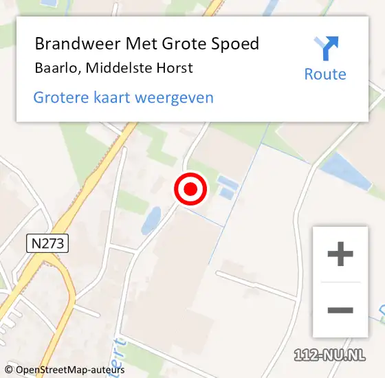 Locatie op kaart van de 112 melding: Brandweer Met Grote Spoed Naar Baarlo, Middelste Horst op 10 maart 2023 09:14