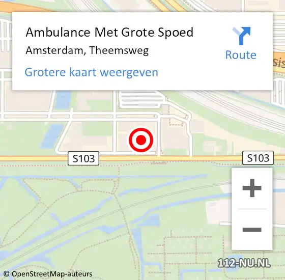 Locatie op kaart van de 112 melding: Ambulance Met Grote Spoed Naar Amsterdam, Theemsweg op 10 maart 2023 09:34