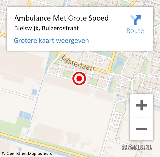 Locatie op kaart van de 112 melding: Ambulance Met Grote Spoed Naar Bleiswijk, Buizerdstraat op 10 maart 2023 09:34