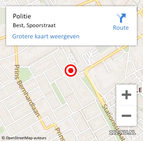 Locatie op kaart van de 112 melding: Politie Best, Spoorstraat op 10 maart 2023 09:56