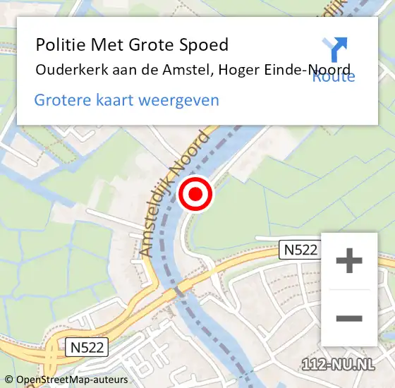 Locatie op kaart van de 112 melding: Politie Met Grote Spoed Naar Ouderkerk aan de Amstel, Hoger Einde-Noord op 10 maart 2023 09:57