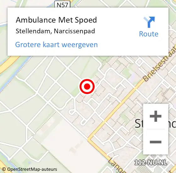 Locatie op kaart van de 112 melding: Ambulance Met Spoed Naar Stellendam, Narcissenpad op 10 maart 2023 10:19