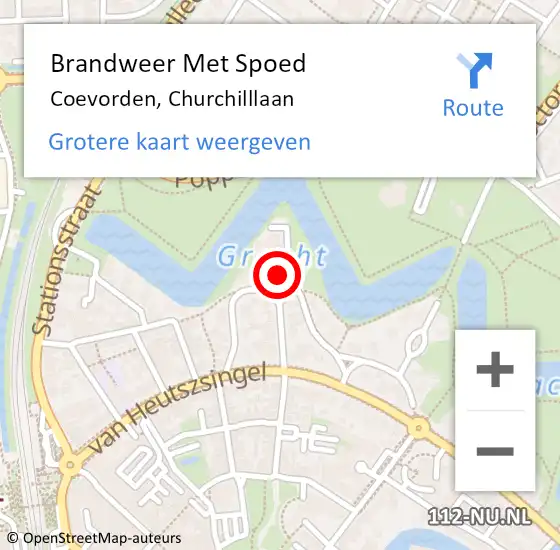 Locatie op kaart van de 112 melding: Brandweer Met Spoed Naar Coevorden, Churchilllaan op 10 maart 2023 10:34