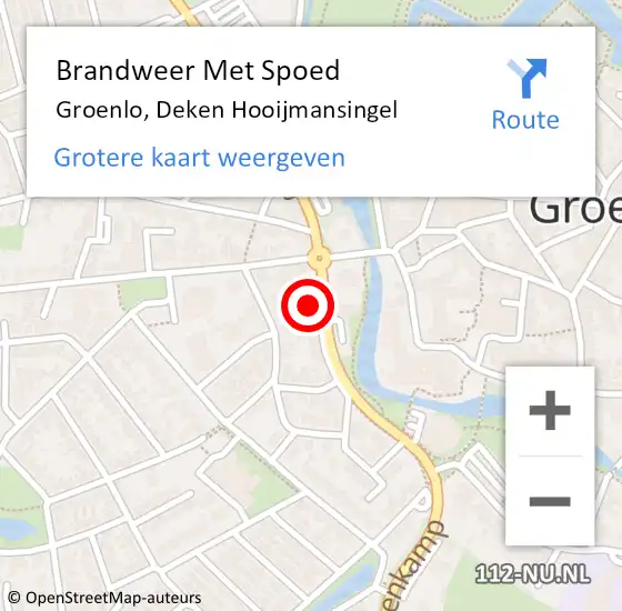 Locatie op kaart van de 112 melding: Brandweer Met Spoed Naar Groenlo, Deken Hooijmansingel op 10 maart 2023 10:39