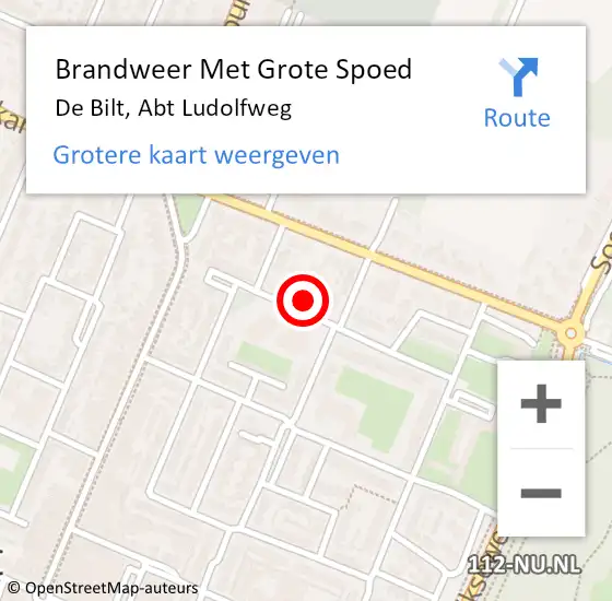 Locatie op kaart van de 112 melding: Brandweer Met Grote Spoed Naar De Bilt, Abt Ludolfweg op 10 maart 2023 10:44