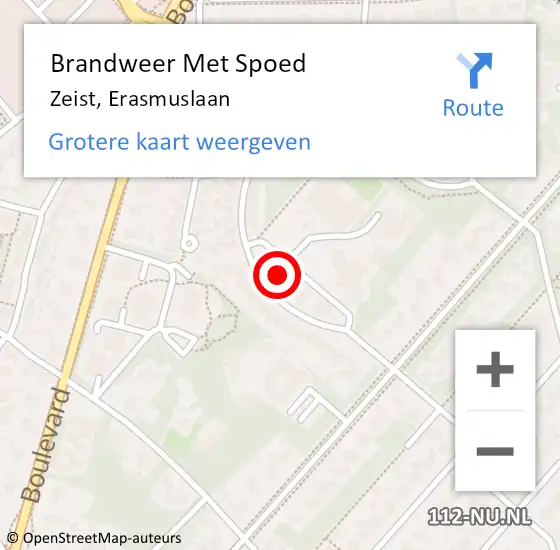 Locatie op kaart van de 112 melding: Brandweer Met Spoed Naar Zeist, Erasmuslaan op 10 maart 2023 10:44